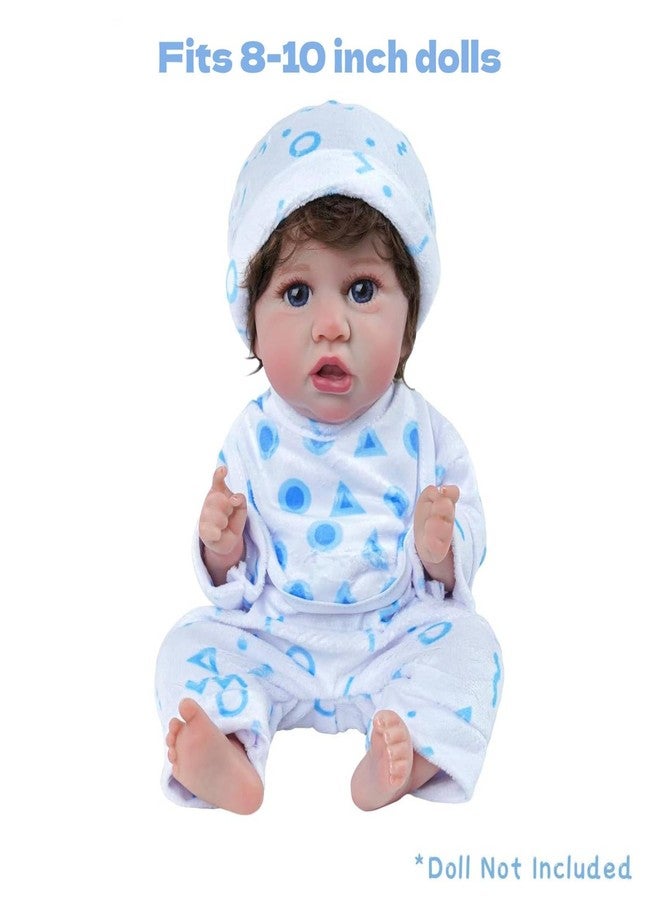 BABESIDE طقم ملابس دمى أطفال من 8 قطع من BABESIDE مع سرير أطفال لدمى مقاس 8-10-12 بوصة، ملابس وإكسسوارات لدمى الأطفال حديثي الولادة من نوع Bitty Baby Doll، أزرق - Image 5